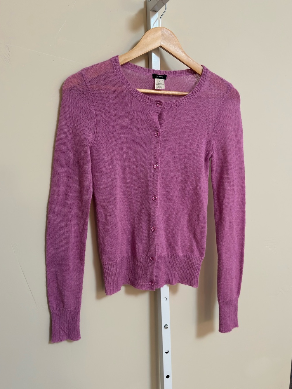 J.Crew Alpaca Merino Wool Cardigan Women’s XS Pink Jeweled Buttons